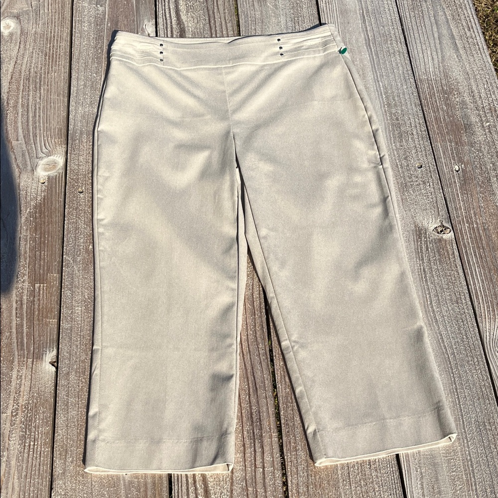 JM Collection Neutral Beige Waistband Detail Pants